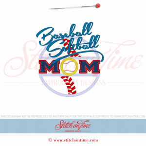 175 Baseball : Baseball / Softball Mom Applique 5x7