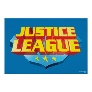 Justice League Name and Shield Logo Print