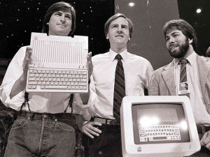 ... and Steve Wozniak unveil the new Apple IIc computer in San Francisco