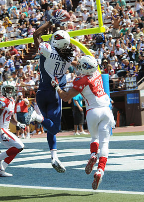Larry Fitzgerald catches a pass at the 2009 Pro Bowl