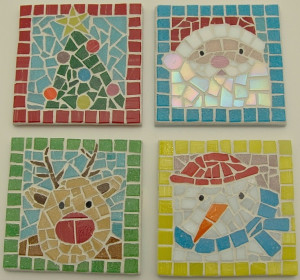 Christmas Coasters (mosaic tile): Coasters Mosaics, Christmas Noël ...