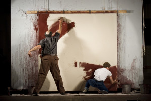 to r) Rothko (Edward Gero) and Ken (Patrick Andrews) work together ...
