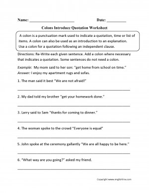 Colons Introduce Quotation Worksheets