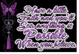 ... Is Possible When You Belive Purple Glitter - Inspirational Quote