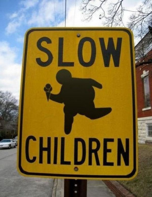 funny road sign, traffic sign, slow children