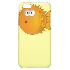 Confused Puffer Fish on Yellow Case For iPhone 5C