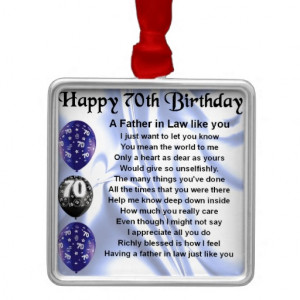 Father in Law Poem - 70th Birthday Christmas Ornament