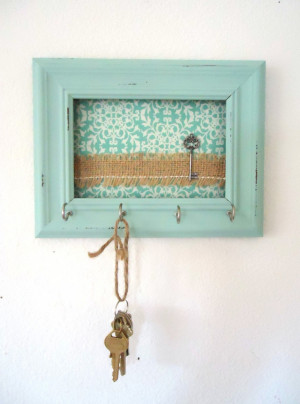 Key Holder-Wall Hook Shabby Chic Frame- Home Decor-Organization ...