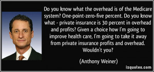 Do you know what the overhead is of the Medicare system? One-point ...