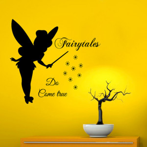 Tinkerbell Wall Decals Quote Fairytales Do Come True Fairy Dust Home ...