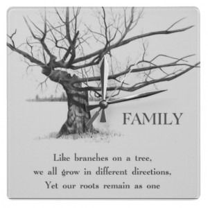 Pencil Drawing:Gnarly Old Tree: Quote: FAMILY: Pencil Art Wall Clock ...