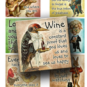 Images Sheet Vintage Funny Storybook Animals Famous Sayings Quotes ...