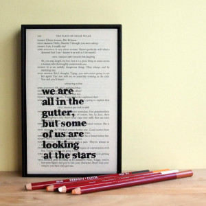 Oscar Wilde Inspirational Quote and Star Framed Altered Book Art