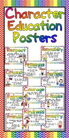 There are posters for the following character education words: Respect ...