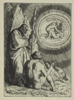 sets before Adam a vision,” an illustration from Paradise Lost ...