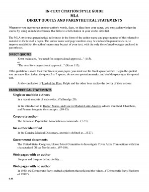 IN TEXT CITATION STYLE GUIDE MLA DIRECT QUOTES AND by cantaloop
