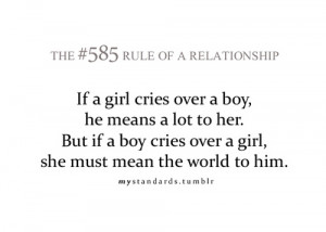 ... to her but if a boy cries over a girl she must mean the world to him