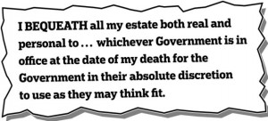 ... legacy she bequeathed to government to spend 'as they may think fit