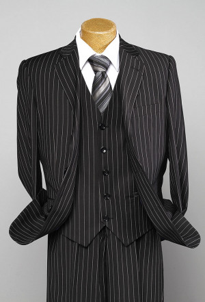 black pinstripe suit combinations