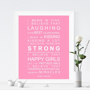 Typography print subway art Audrey Hepburn I Believe in Miracles