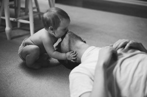 baby, black and white, cute, dad, kiss