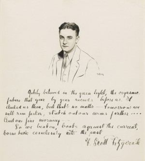 ink drawing of F. Scott Fitzgerald by Robert Kastor. Fitzgerald ...