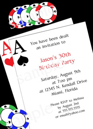 Poker Party Invitation - DIY PRINTABLE Party INVITATION - 4x6 or 5x7