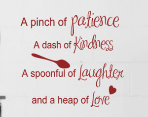 Kitchen Wall decals Recipe quote Pinch of patience Dash of Kindness ...