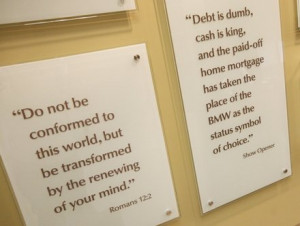 Quotes from Dave Ramsey are displayed along with Bible verses in the ...