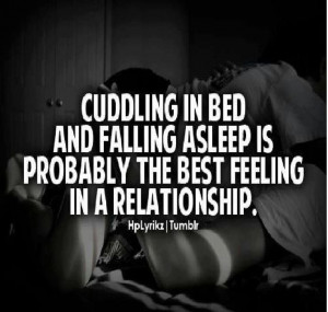 Cuddling in bed . . .