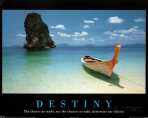 Destiny Boat on Beach Motivational Art Print Poster Mini Poster