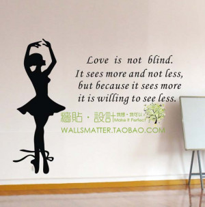 English poem love is .. with beautiful ballet girl vinyl wall art ...