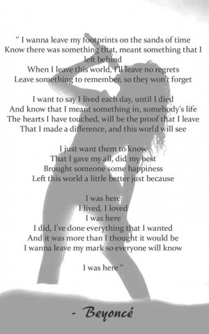 Beyoncé. I Was Here.