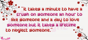 It takes a minute to have a crush on someone an hour to like someone ...