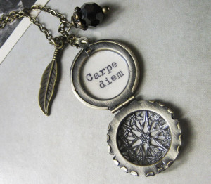 locket necklace inspirational quote carpe diem seize the day necklace ...