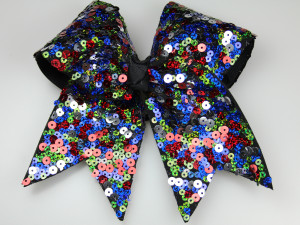 Large Sequin Cheer Bow Red Green Blue