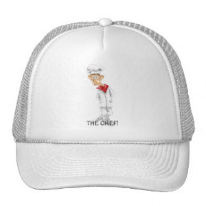Cartoon of Chef with funny sayings Trucker Hats