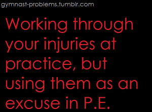 Working through your injuries atpractice but using them as an excuse ...