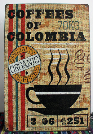 ... Coffee of Colombia Shabby Chic Friends quote Tin wall plaque gift C-36