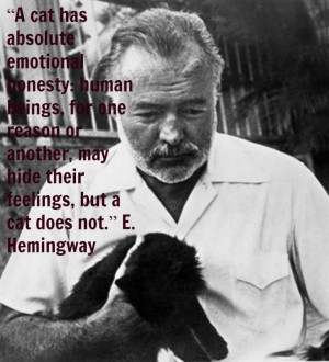 ... , may hide their feelings, but a cat does not.” Ernest Hemingway