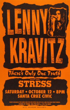 Lenny Kravitz Poster From Santa Cruz Civic Auditorium On 12 Oct 91 11