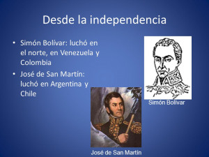 ... en el norte, en Venezuela y Colombia José de San Martín: luchó en