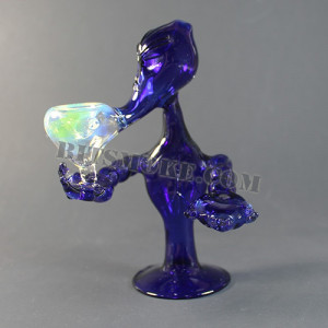 Glass alien holding color changing bowl cavity