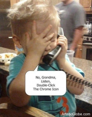 Little boy explaining grandma