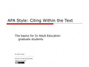 APA Style: Citing Within the Text The basics for IU Adult Education ...