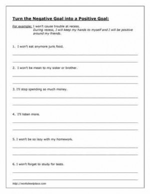 Counseling - Goal setting - Worksheet - Turn the Negative Goal to a ...