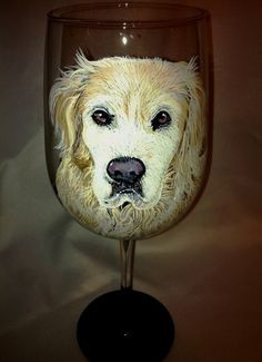 Golden Retriever Pet Portrait Wine Glass - naturally