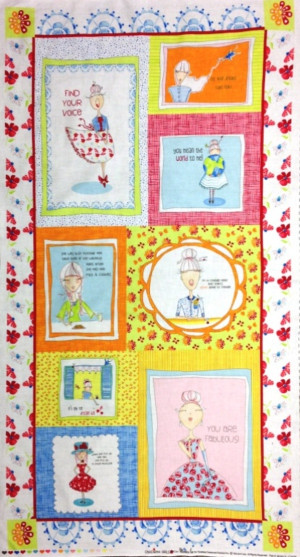 ... of Cardigan Girls Inspirational Quotes Blocks 24x44 Large Fabric Panel