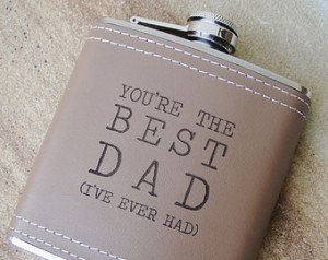 READY TO SHIP! Engraved Leather Flask, Hip Flask, Best Dad, Father's ...