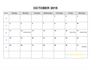October Calendar...